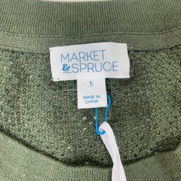 Market & Spruce Womens Olive Tan Mustard Color Block Textured Sweater Size L - Picture 3 of 5